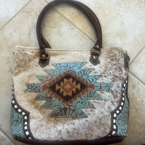 Myra Bag Tan and Brown Aztec Tote
